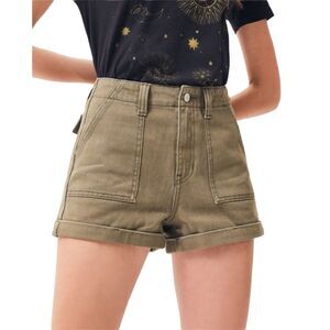PACSUN Green Khaki Mom Utility Shorts
